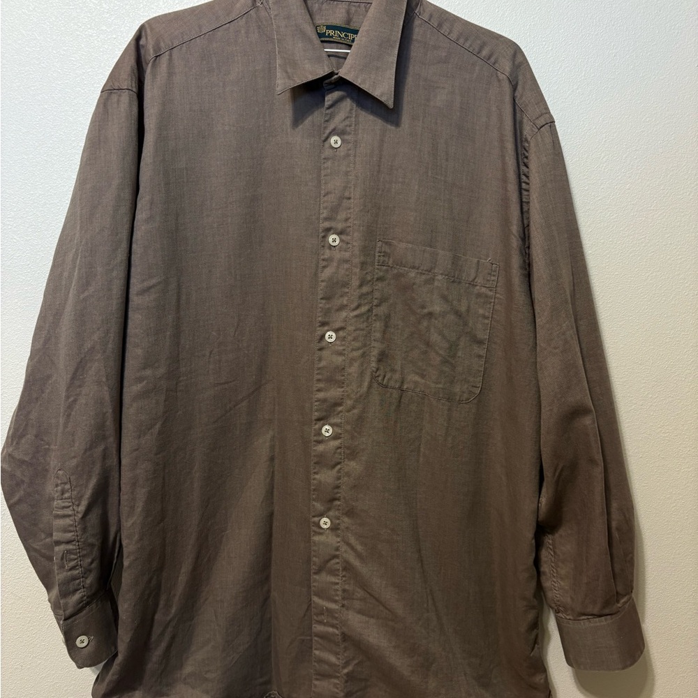 Principe brandMen's Brown Dress Shirt. Made in Italy.